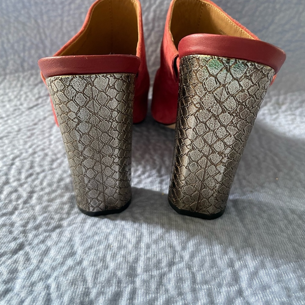 Calvin Klein Red and Silver Heels